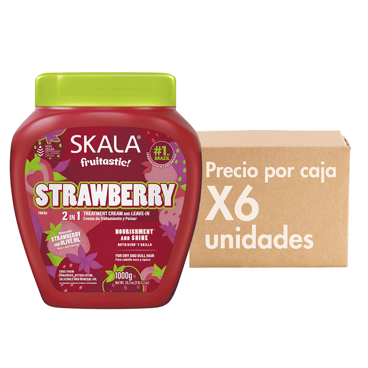 Mascara Strawberry 2 en 1 Tratamiento + Crema de Peinar XCAJA (6 UNIDADES) - SKALA 1