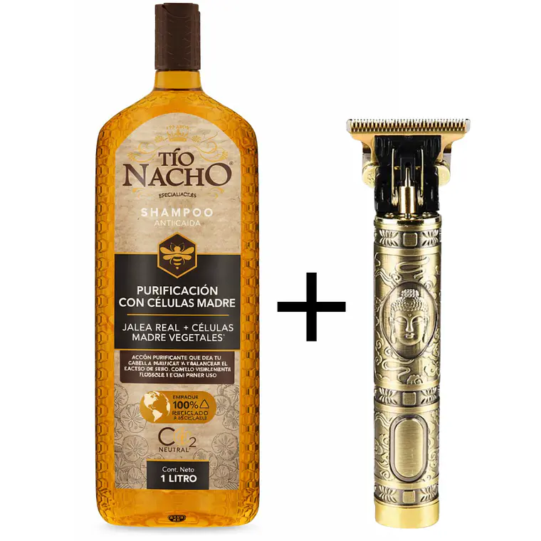 Shampoo Anti-caída Purificación Células Madre Jalea Real  1L + Máquina de Afeitar Eléctrica - TIO NACHO 1