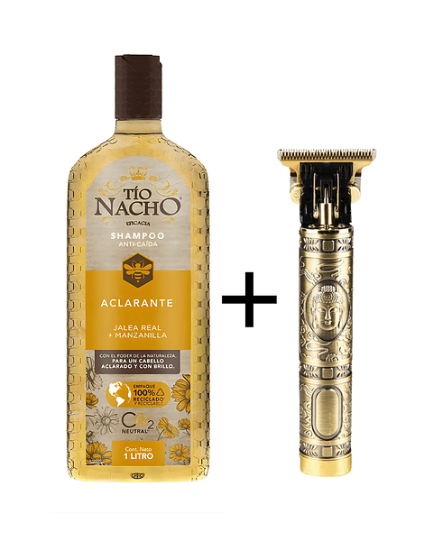Shampoo Anti-caída Aclarante Jalea Real + Manzanilla 1 L + Máquina de Afeitar Eléctrica - TIO NACHO