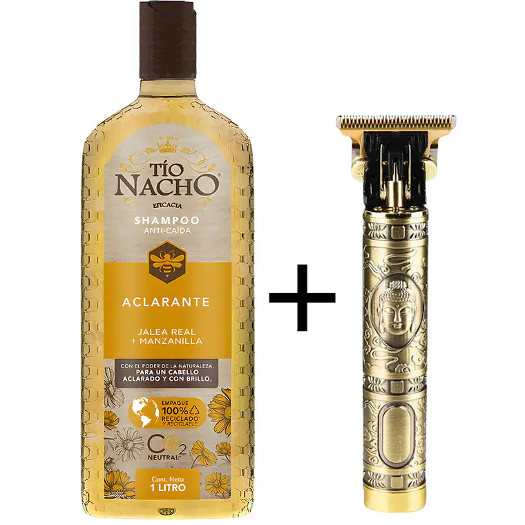 Shampoo Anti-caída Aclarante Jalea Real + Manzanilla 1 L + Máquina de Afeitar Eléctrica - TIO NACHO 1