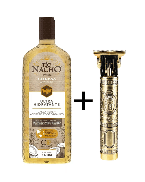 Shampoo Anti-caída Ultra Hidratante Jalea Real + Aceite De Coco Orgánico 1 L + Máquina de Afeitar Eléctrica - TIO NACHO