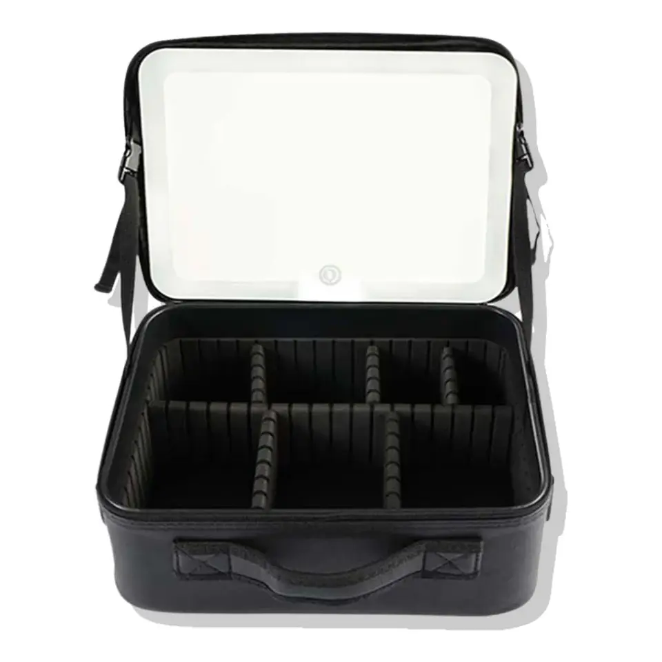 Cosmetiquero Con Espejo Luz Led Compartimientos 1