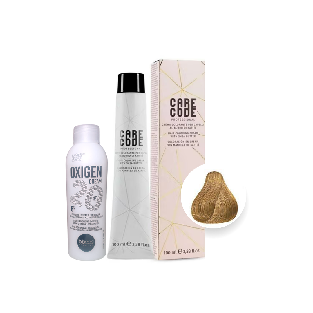 Hair Coloring Cream 100 ML 6,3, Con Oxigen 150 ML 20 Vol Lab37- CARECODE 1