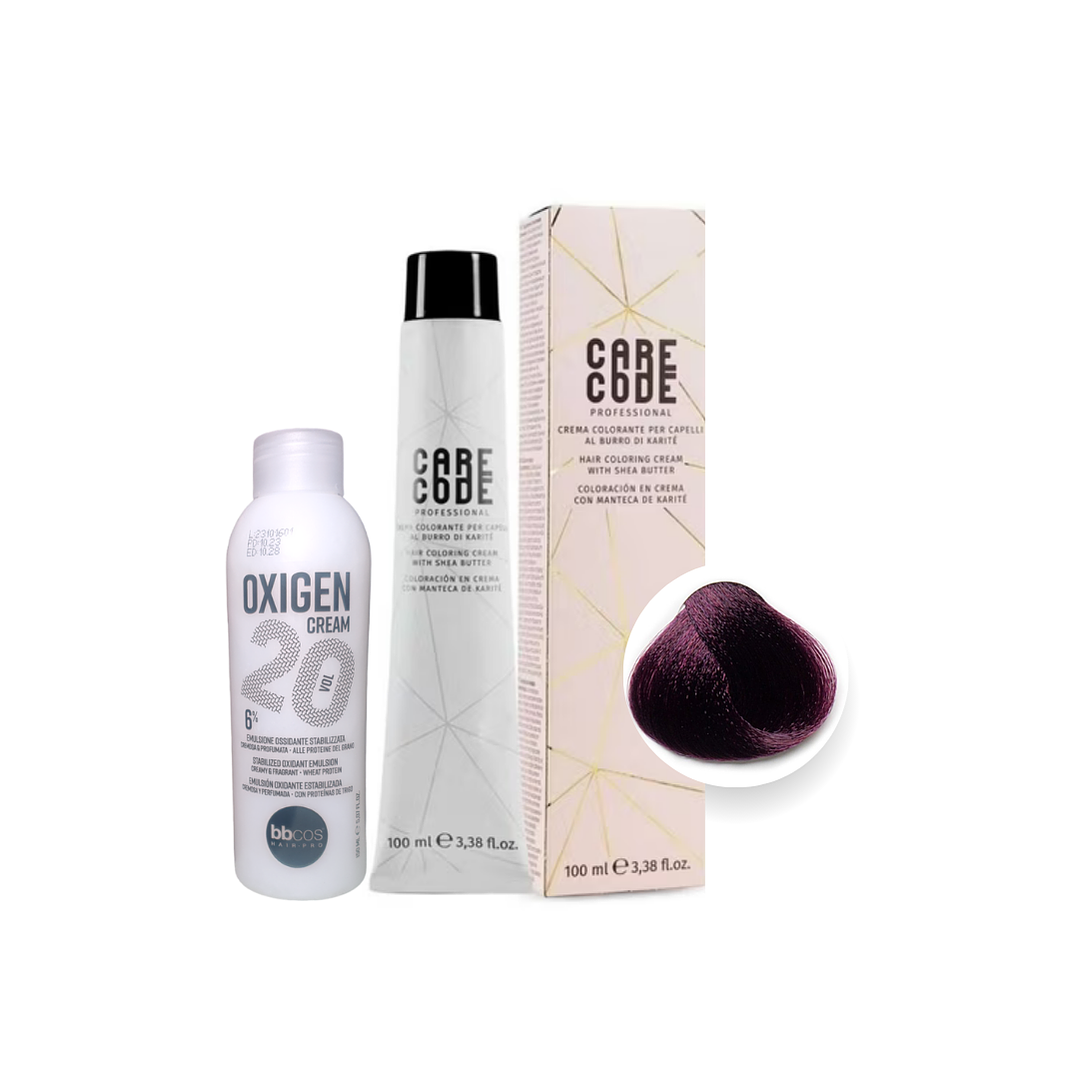 Hair Coloring Cream 100 ML 6,20Con Oxigen 150 ML 20 Vol Lab37- CARECODE 1