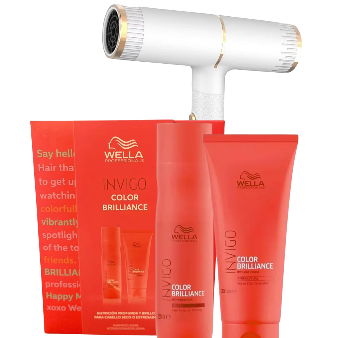 Pack Invigo Color Brilliance Shampoo 250 ML + Acondicionador 200 ML + Secador de Cabello - WELLA 1