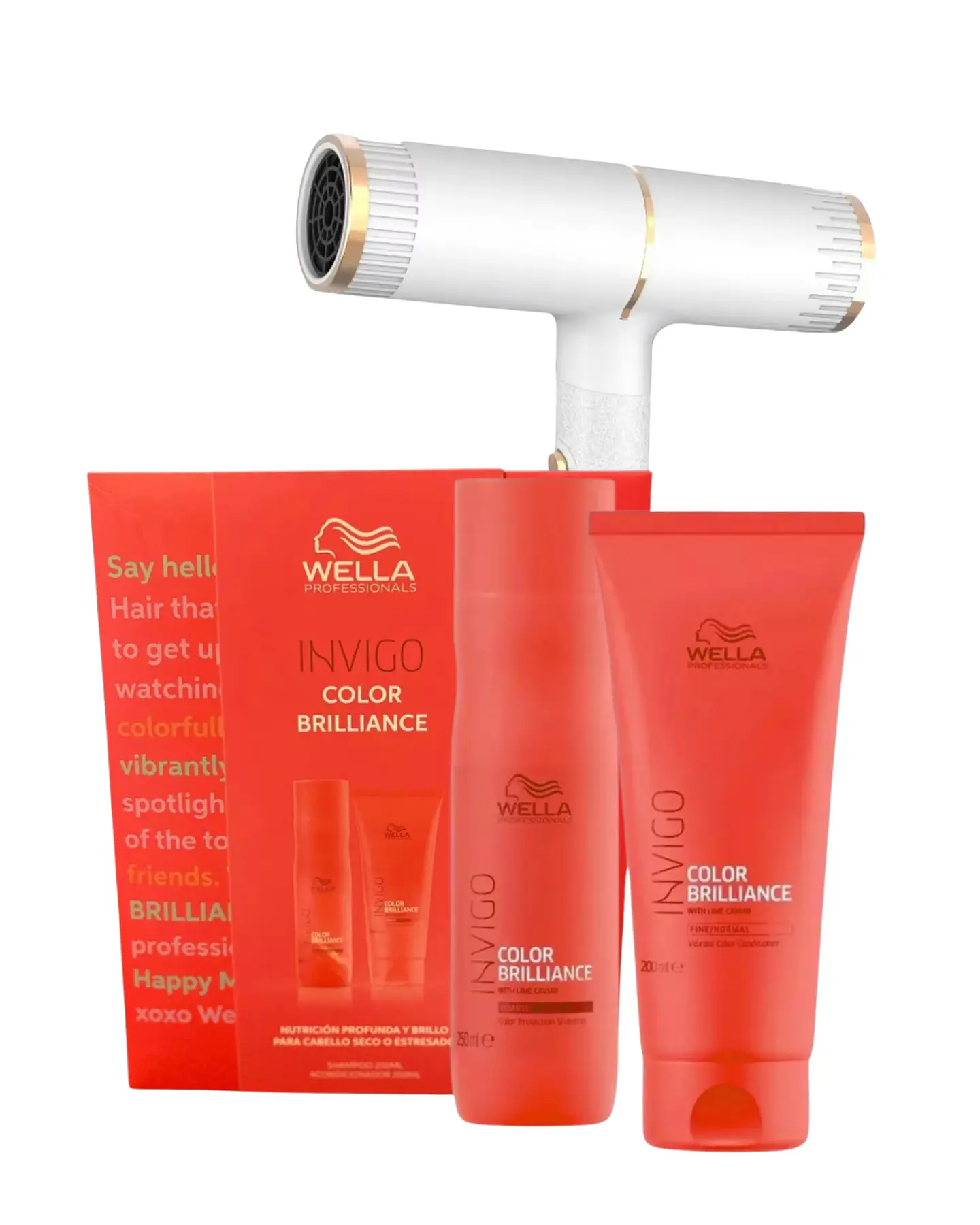 Pack Invigo Color Brilliance Shampoo 250 ML + Acondicionador 200 ML + Secador de Cabello - WELLA 1