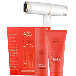 Pack Invigo Color Brilliance Shampoo 250 ML + Acondicionador 200 ML + Secador de Cabello - WELLA