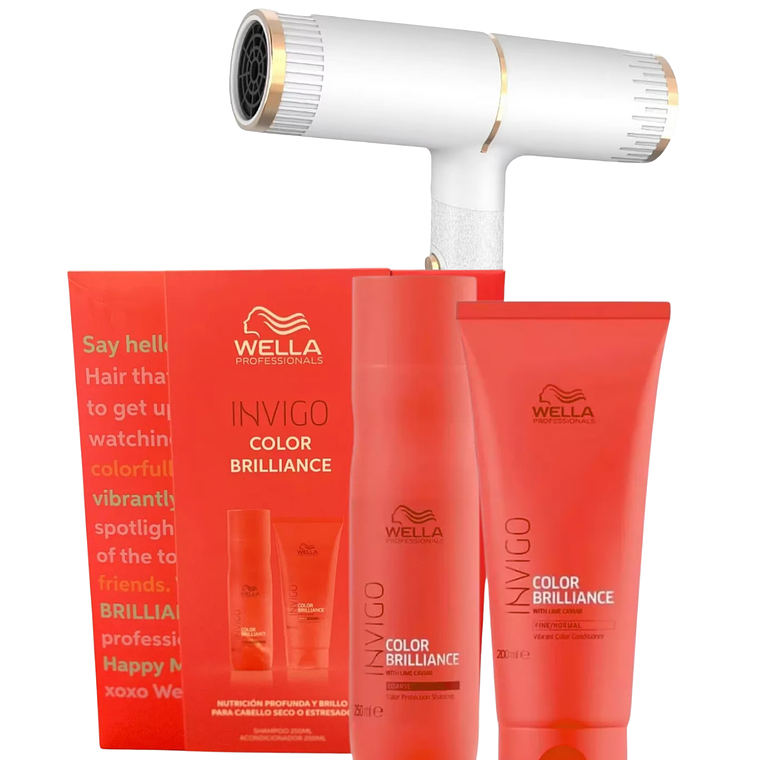 Pack Invigo Color Brilliance Shampoo 250 ML + Acondicionador 200 ML + Secador de Cabello - WELLA 1