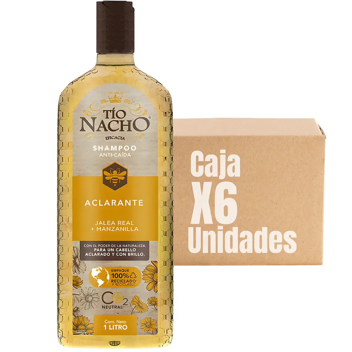 Shampoo Anti-caída Jalea Real Manzanilla 1L XCAJA (6 UNIDADES) - TIO NACHO 1