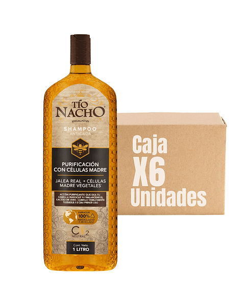 Shampoo Anti-caída Purificación Células Madre Jalea Real 1 L XCAJA (6 UNIDADES) - TIO NACHO