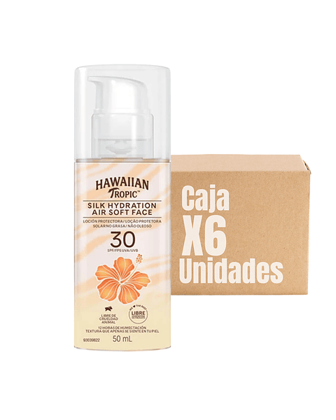 Protector Solar Silk Hydration Air Soft Face 50 ML XCAJA (6 UNIDADES) -  HAWAIIAN TROPIC V:05/26