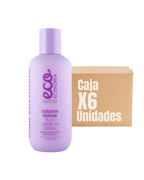 Crema Leave-In Ecoforia Keratin Repair 15 En 1, 200 ML XCAJA (6 UNIDADES) - ECOFORIA