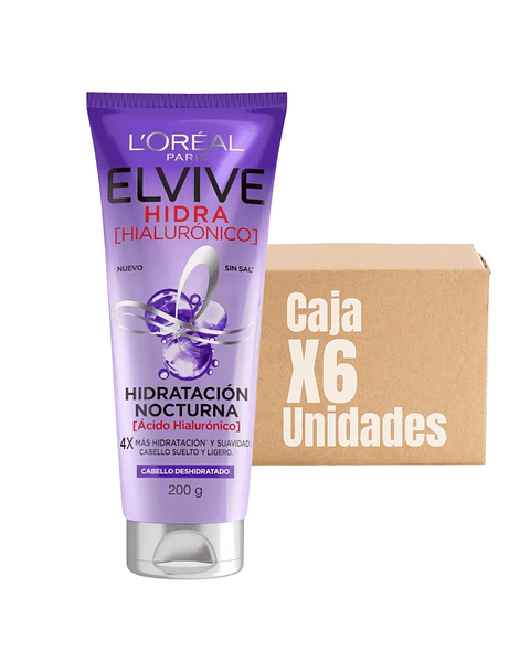 Hidratación Nocturna Elvive Hidra Hialúronico 200 ML XCAJA (6 UNIDADES) - LOREAL