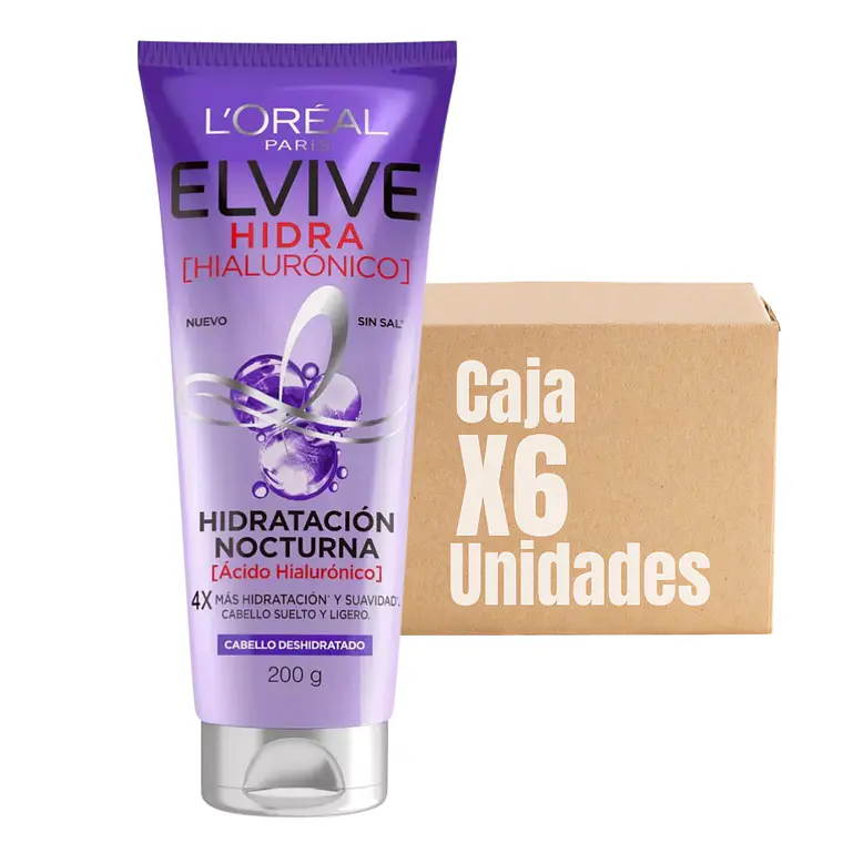 Hidratación Nocturna Elvive Hidra Hialúronico 200 ML XCAJA (6 UNIDADES) - LOREAL 1