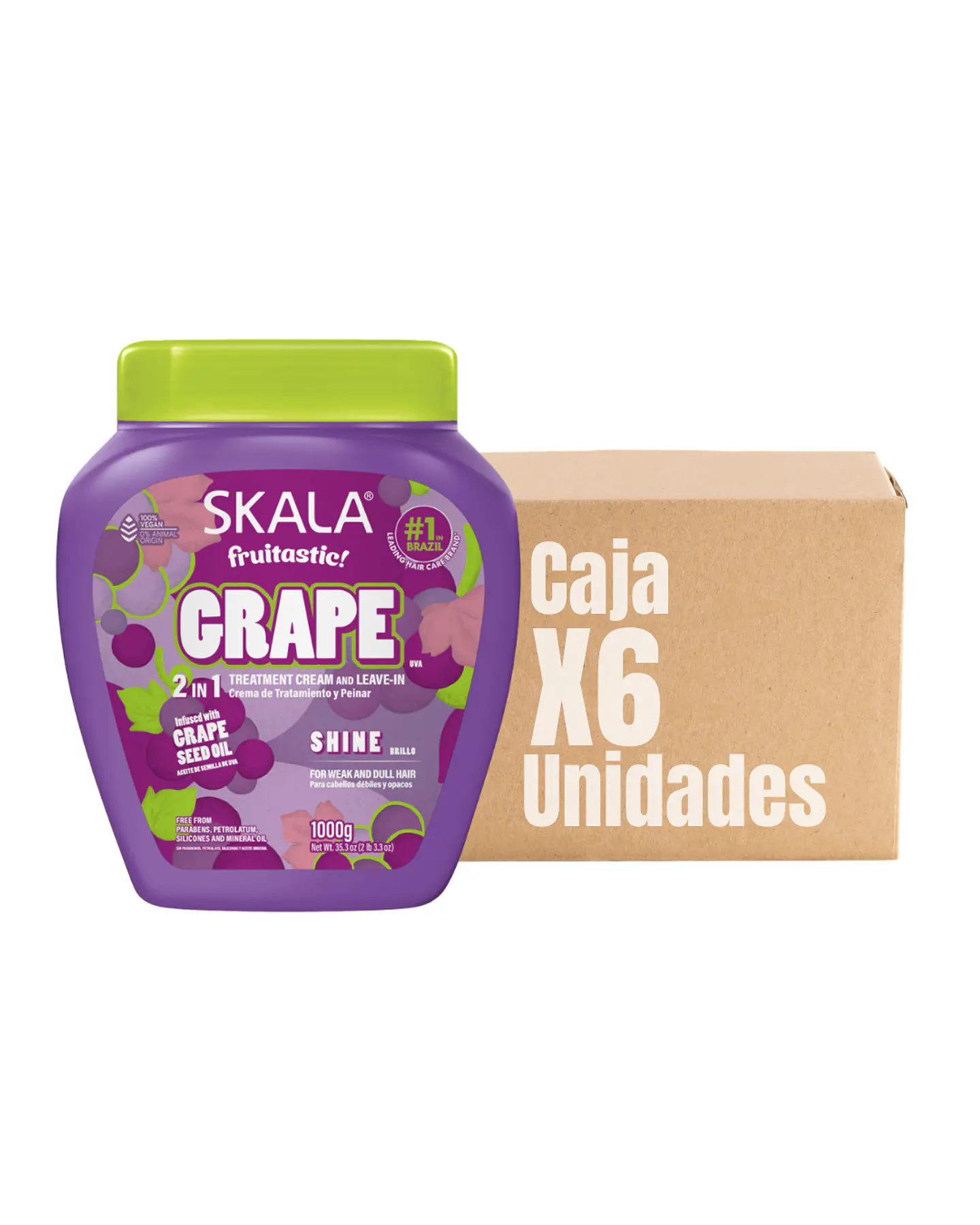 Máscara Grape 2 en 1 Tratamiento + Crema de Peinar XCAJA (6 UNIDADES) - SKALA 1