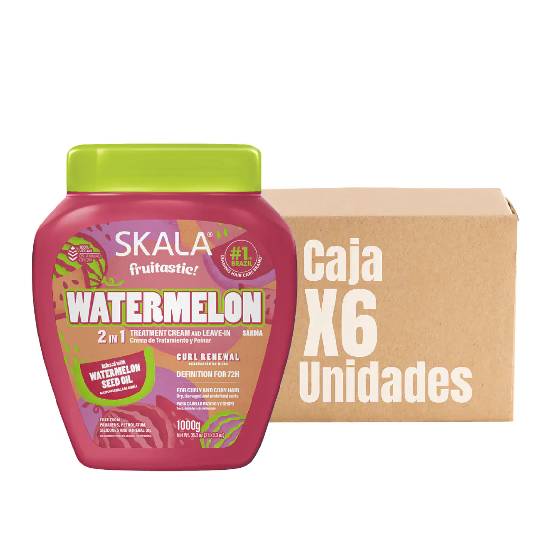 Máscara Watermelon 2 en 1 Tratamiento + Crema de Peinar XCAJA (6 UNIDADES) - SKALA 1