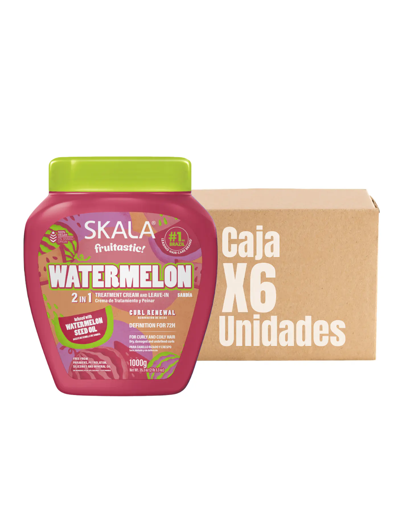 Máscara Watermelon 2 en 1 Tratamiento + Crema de Peinar XCAJA (6 UNIDADES) - SKALA 1