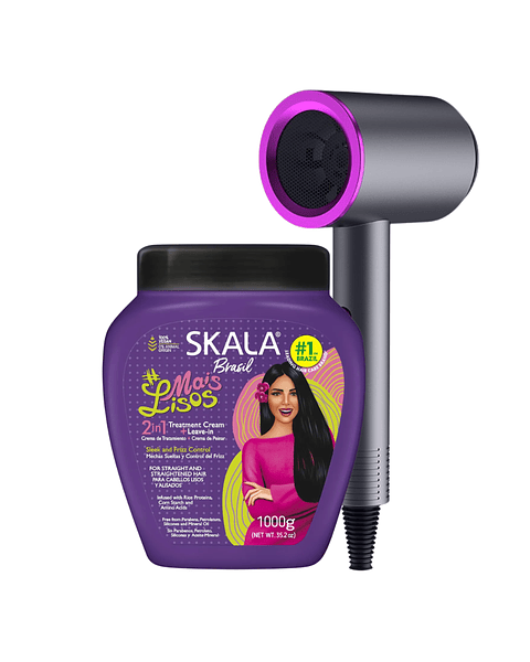 Máscara Mais Lisos 2 en 1 Tratamiento + Peinar Mechas Sueltas y Control de Frizz + Secador de Pelo - SKALA