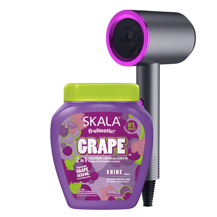 Máscara Grape 2 en 1 Tratamiento + Crema de Peinar + Secador de Pelo - SKALA 1