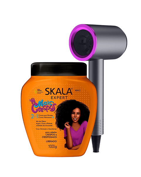 Máscara Mais Crespos 2 en 1 Tratamiento + Crema de Peinar, Hidratación Fuerza y Desenredado + Secador de Pelo - SKALA