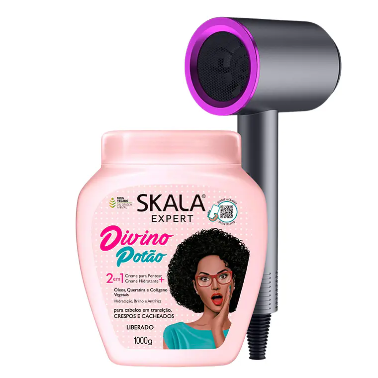 Máscara Divino Potao 2 en 1 Tratamiento + Crema de Peinar, Hidratación y Brillo Control Frizz  + Secador de Pelo - SKALA 1