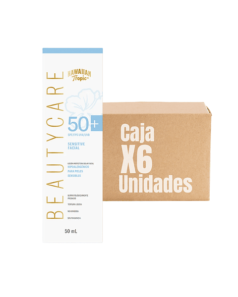 Protector Solar Facial Sensitive Beauty Care 50 Fps XCAJA (6 UNIDADES) - HAWAIIAN TROPIC