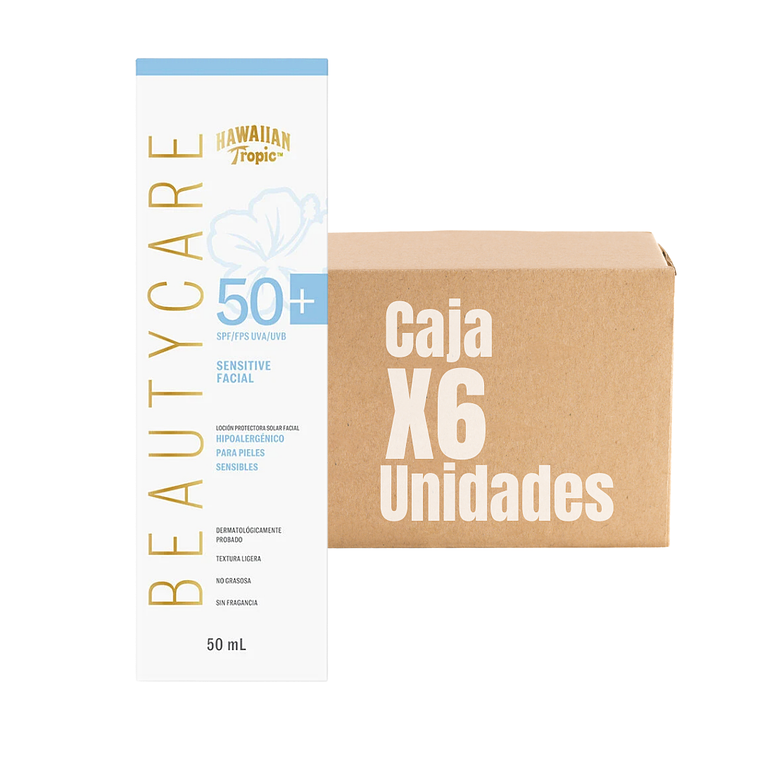Protector Solar Facial Sensitive Beauty Care 50 Fps XCAJA (6 UNIDADES) - HAWAIIAN TROPIC 1