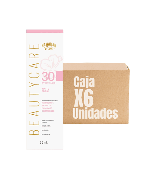 Protector Solar Facial Matte Beauty Care 50 Fps XCAJA (6 UNIDADES) - HAWAIIAN TROPIC
