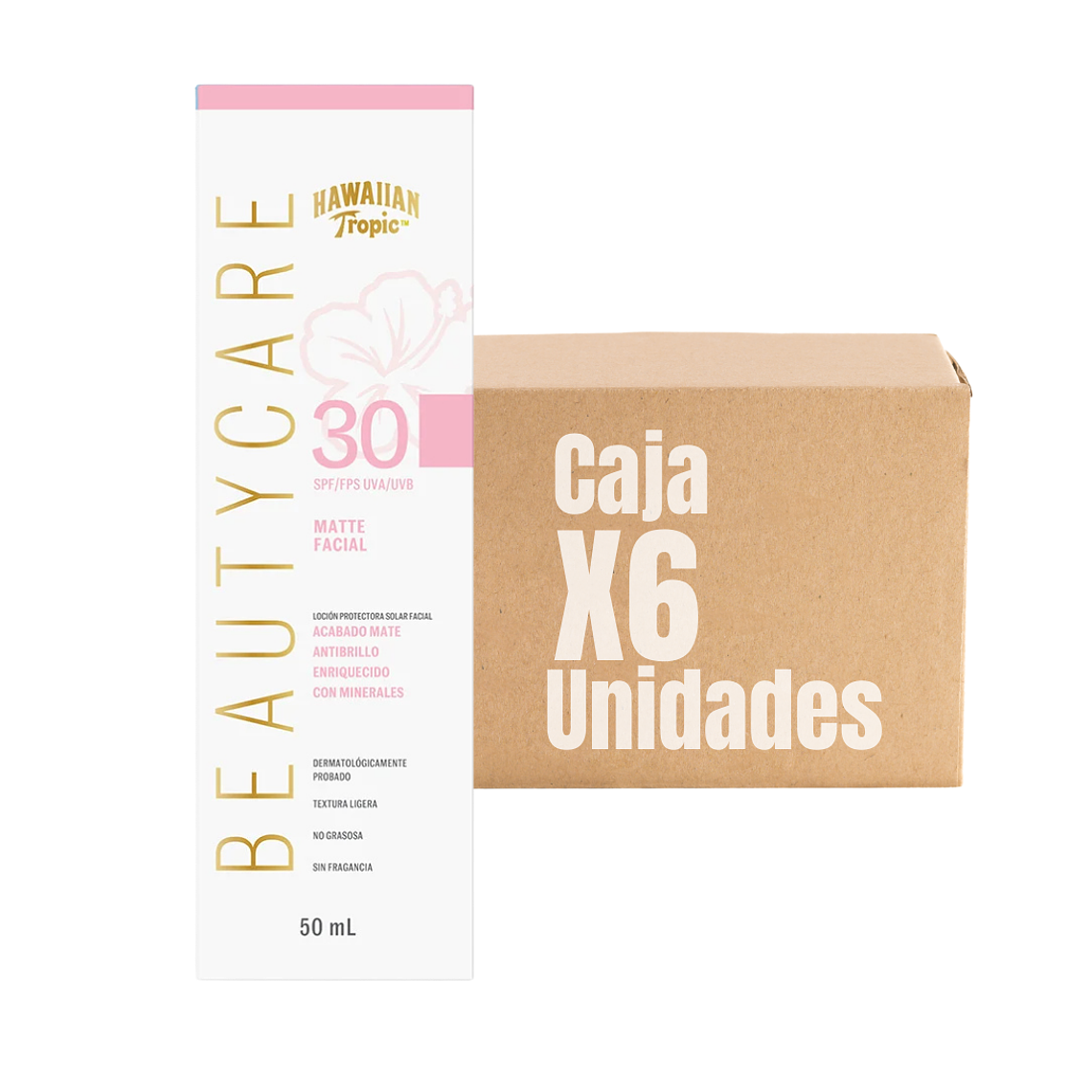 Protector Solar Facial Matte Beauty Care 50 Fps XCAJA (6 UNIDADES) - HAWAIIAN TROPIC 1