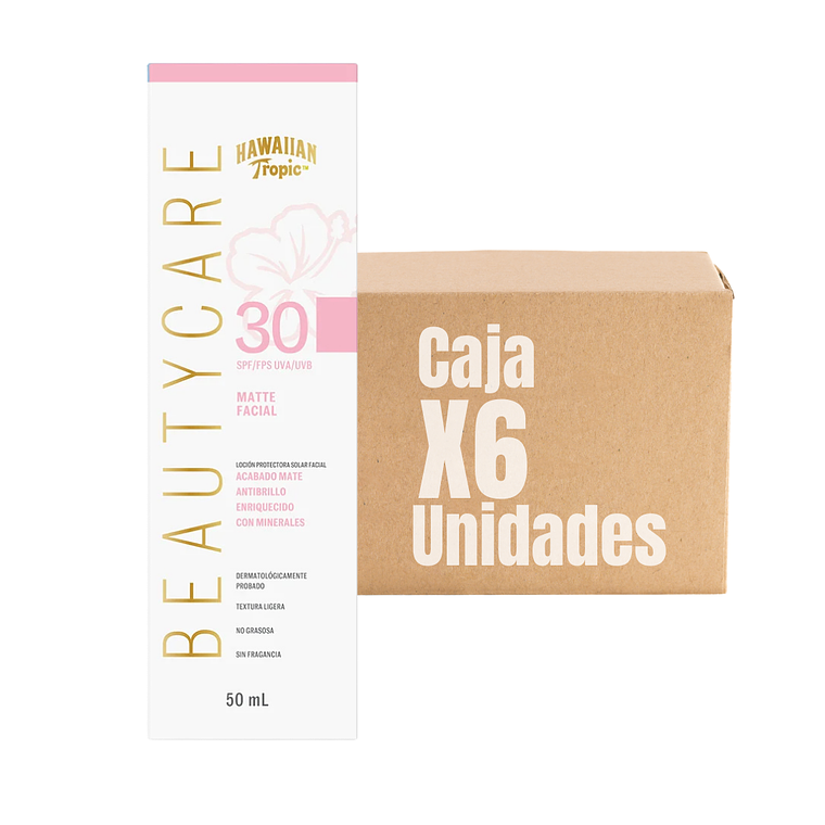 Protector Solar Facial Matte Beauty Care 50 Fps XCAJA (6 UNIDADES) - HAWAIIAN TROPIC 1