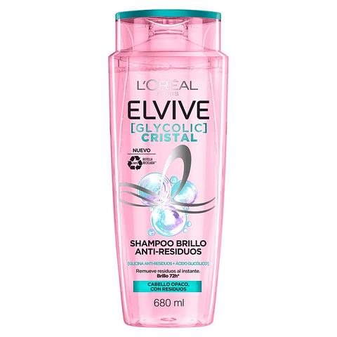 Shampoo Elvive Glycolic Cristal Brillo Anti-Residuos 680 ML - LOREAL