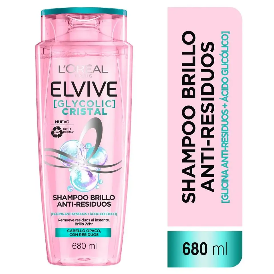 Shampoo Elvive Glycolic Cristal Brillo Anti-Residuos 680 ML - LOREAL 2