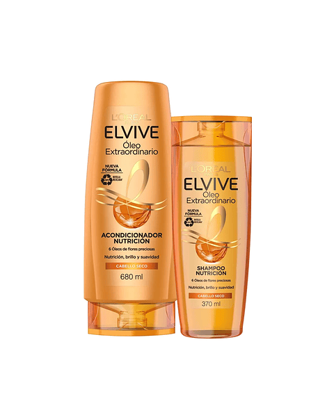 Pack Elvive Óleo ExtraOrdinario Shampoo 370 ML + Acondicionador 680 ML - LOREAL