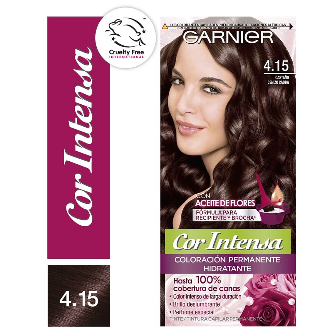 Tintura Cabello Cor Intensa 4.15 Castaño Cenizo Caoba - GARNIER 1