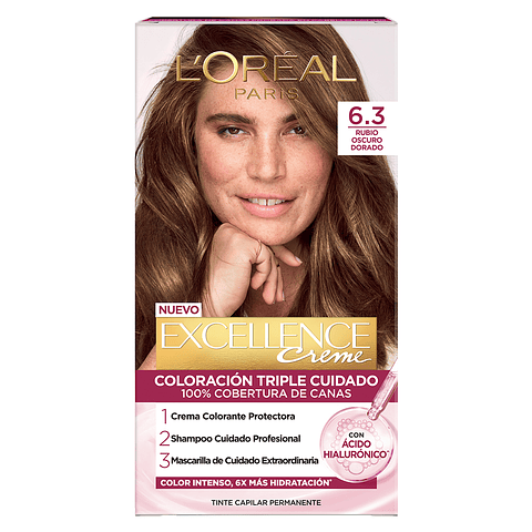Tintura de Cabello Excellence Creme 6.3 Rubio Oscuro Dorado - LOREAL 