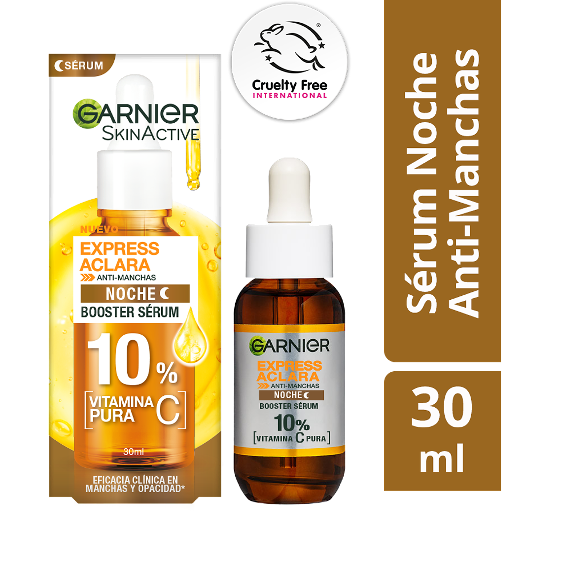 Sérum Booster Anti-Manchas Noche 10% Vitamina C Express Aclara 30 ML - GARNIER 1