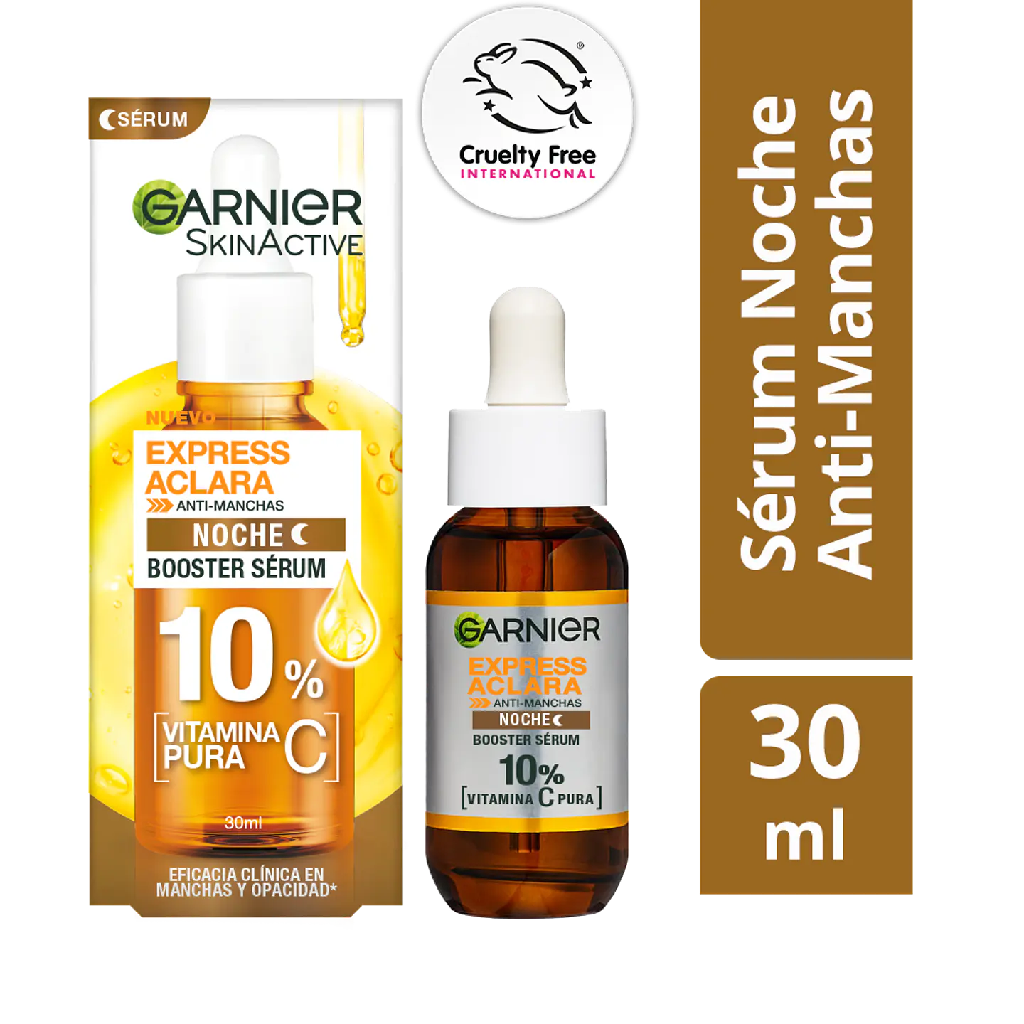 Sérum Booster Anti-Manchas Noche 10% Vitamina C Express Aclara 30 ML - GARNIER 1