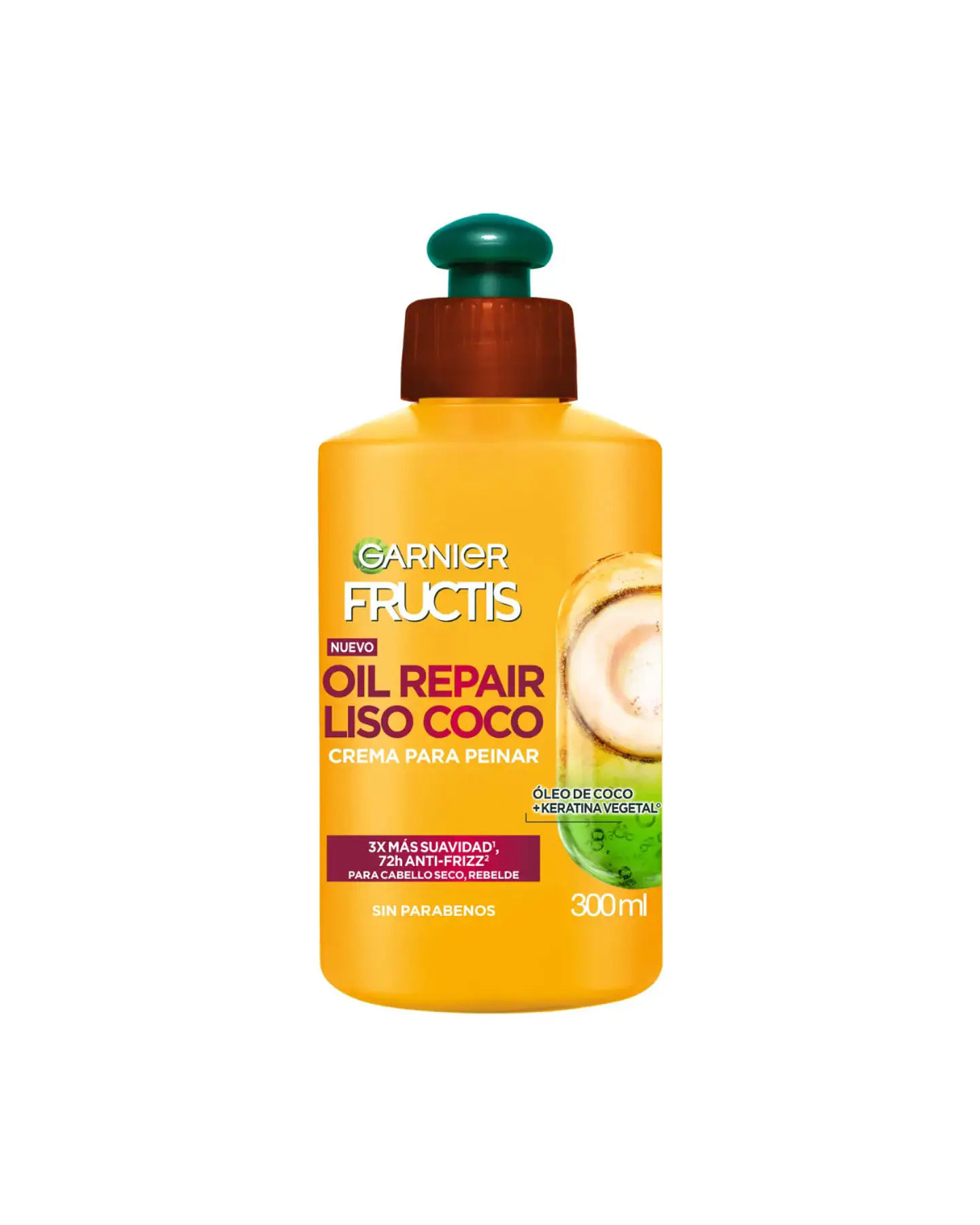 Crema Para Peinar Frutics Oil Repair Liso Coco 300 ML - GARNIER 1