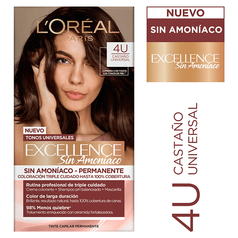 Tintura Excellence Castaño Universal 4U Sin Amoníaco  - LOREAL