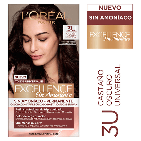 Tintura Excellence Castaño Oscuro Universal 3U Sin Amoníaco - LOREAL
