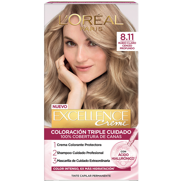 Tintura Excellence Creme Rubio Claro Cenizo Profundo 8.11 - LOREAL  1