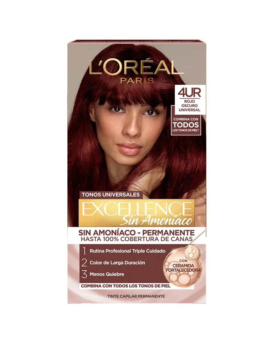 Tintura Excellence Rojo Oscuro Universal 4UR Sin Amoníaco - LOREAL 1