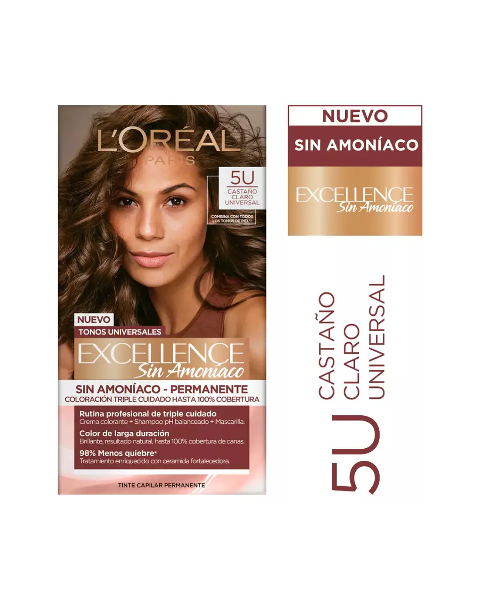 Tintura Excellence Castaño Claro Universal 5U Sin Amoníaco - LOREAL 1