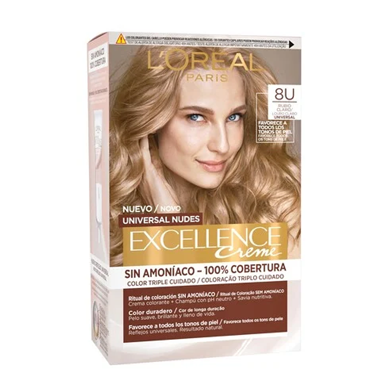 Tintura Excellence Rubio Claro Universal 8U Sin Amoníaco - LOREAL 3