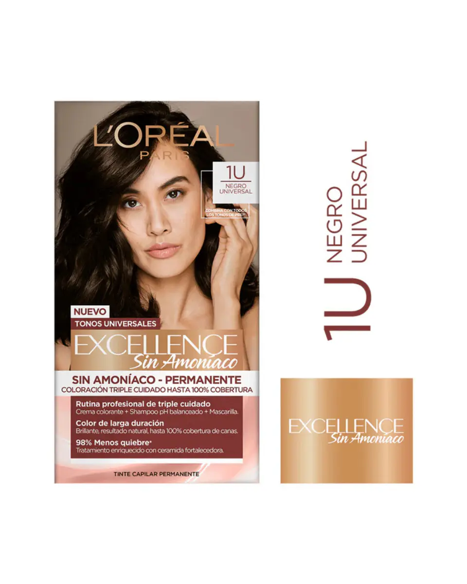 Tintura Excellence Negro Universal 1U Sin Amoníaco - LOREAL 1