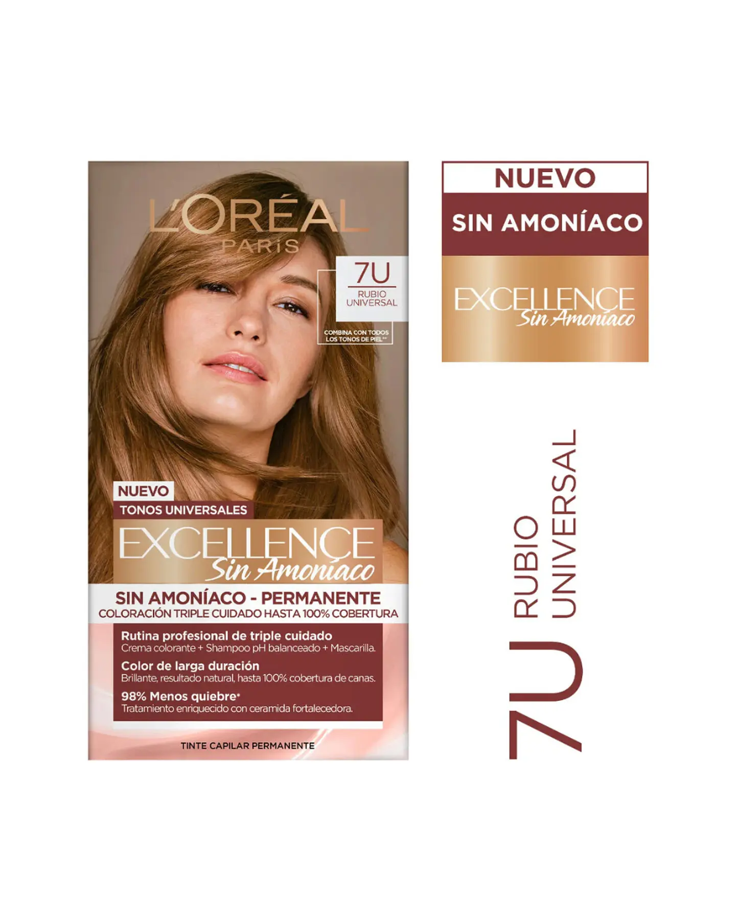 Tintura Excellence Rubio Universal 7U Sin Amoníaco  - LOREAL 1
