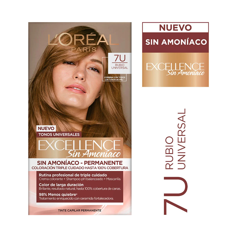 Tintura Excellence Rubio Universal 7U Sin Amoníaco  - LOREAL 1