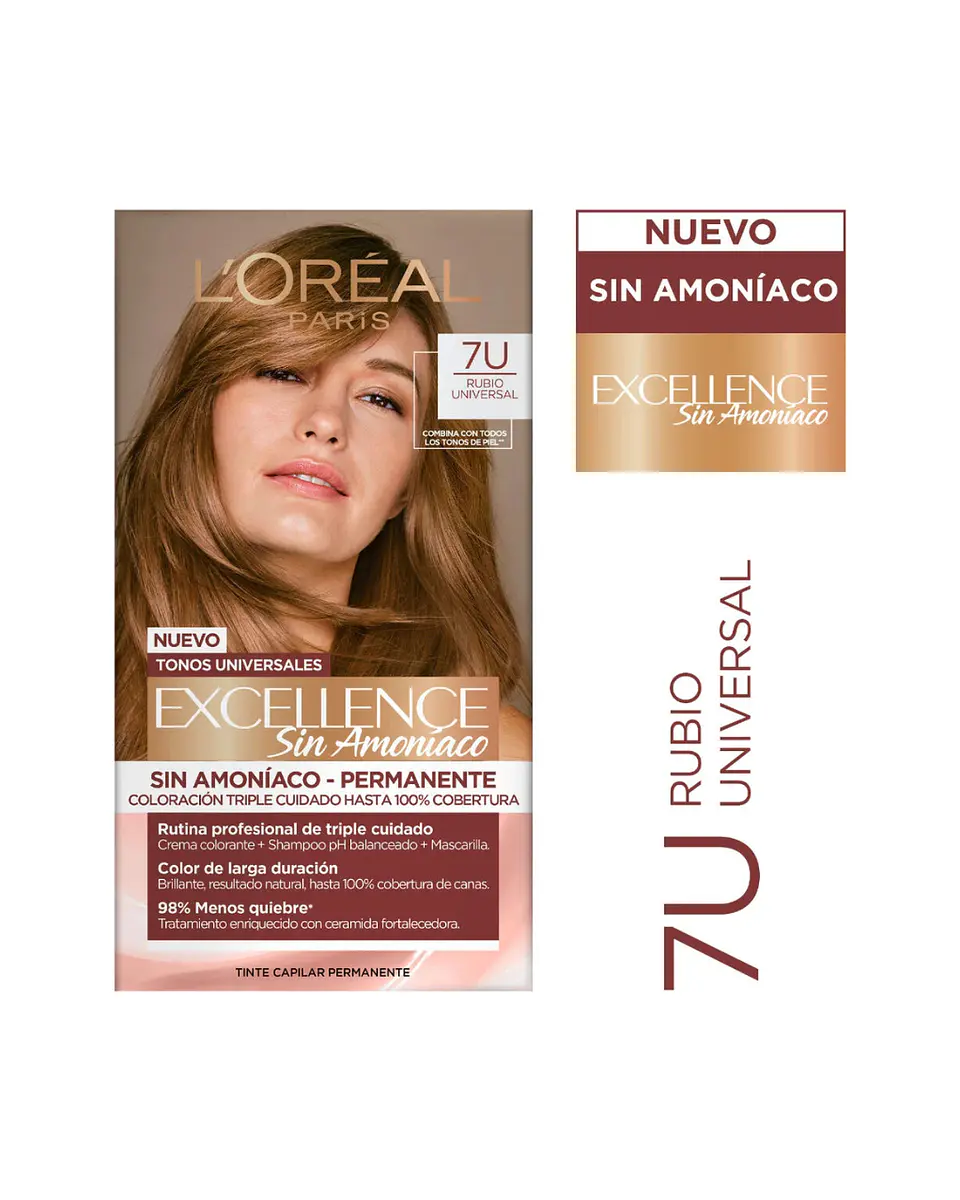 Tintura Excellence Rubio Universal 7U Sin Amoníaco  - LOREAL 1