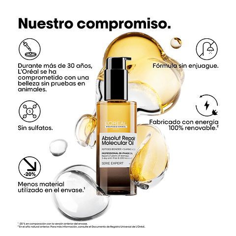 Aceite Bifásico Reparación Absolut Repair Molecular 90 ML - LOREAL PROFESSIONNEL