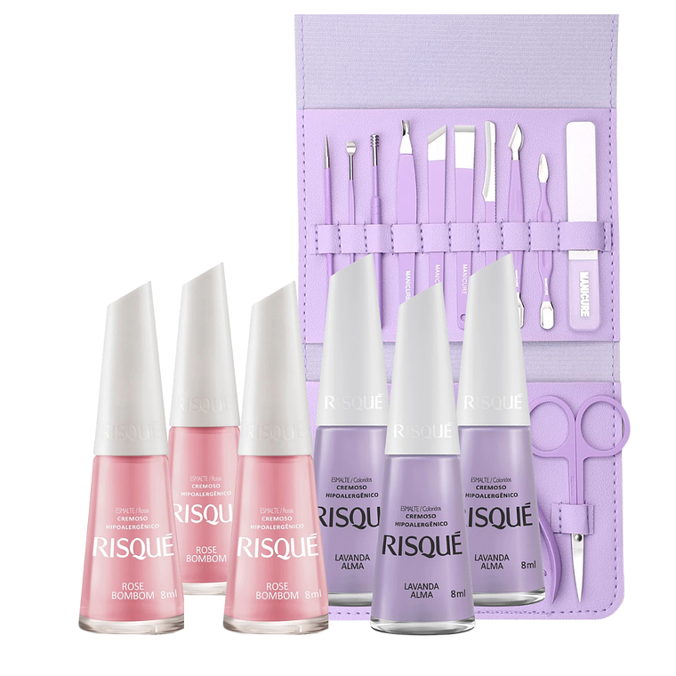 6 Esmaltes Risque + Set de Manicure 4 1